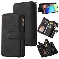 Luxury Multi-functional Zipper Wallet Leather Phone Case Cover for Samsung Galaxy A71 5G - Black