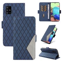 Grid Pattern Splicing Protective Wallet Case Cover for Samsung Galaxy A71 5G - Blue