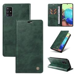 YIKATU Litchi Card Magnetic Automatic Suction Leather Flip Cover for Samsung Galaxy A71 5G - Green