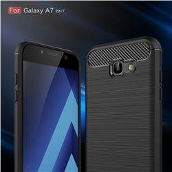 Luxury Carbon Fiber Brushed Wire Drawing Silicone TPU Back Cover for Samsung Galaxy A7 2017 A720 (Black)