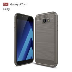 Luxury Carbon Fiber Brushed Wire Drawing Silicone TPU Back Cover for Samsung Galaxy A7 2017 A720 (Gray)