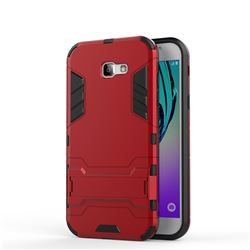 Armor Premium Tactical Grip Kickstand Shockproof Dual Layer Rugged Hard Cover for Samsung Galaxy A7 2017 A720 - Wine Red