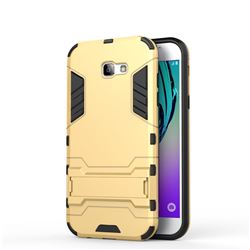 Armor Premium Tactical Grip Kickstand Shockproof Dual Layer Rugged Hard Cover for Samsung Galaxy A7 2017 A720 - Golden