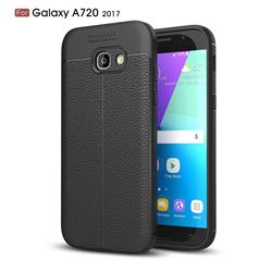 Luxury Auto Focus Litchi Texture Silicone TPU Back Cover for Samsung Galaxy A7 2017 A720 - Black