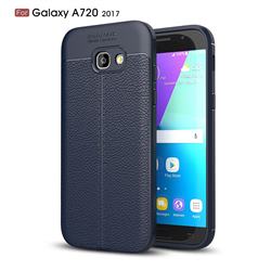 Luxury Auto Focus Litchi Texture Silicone TPU Back Cover for Samsung Galaxy A7 2017 A720 - Dark Blue