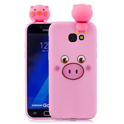 Small Pink Pig Soft 3D Climbing Doll Soft Case for Samsung Galaxy A7 2017 A720