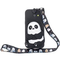 Cute Panda Neck Lanyard Zipper Wallet Silicone Case for Samsung Galaxy A7 2017 A720