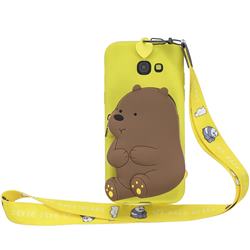 Yellow Bear Neck Lanyard Zipper Wallet Silicone Case for Samsung Galaxy A7 2017 A720