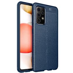 Luxury Auto Focus Litchi Texture Silicone TPU Back Cover for Samsung Galaxy A72 5G - Dark Blue