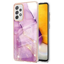 Dream Violet Electroplated Gold Frame 2.0 Thickness Plating Marble IMD Soft Back Cover for Samsung Galaxy A72 (4G, 5G)