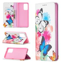 Flying Butterflies Slim Magnetic Attraction Wallet Flip Cover for Samsung Galaxy A72 5G