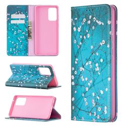 Plum Blossom Slim Magnetic Attraction Wallet Flip Cover for Samsung Galaxy A72 5G