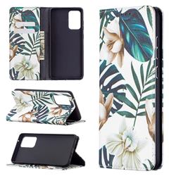 Flower Leaf Slim Magnetic Attraction Wallet Flip Cover for Samsung Galaxy A72 5G