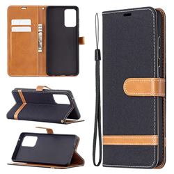 Jeans Cowboy Denim Leather Wallet Case for Samsung Galaxy A72 5G - Black