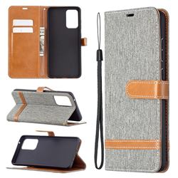 Jeans Cowboy Denim Leather Wallet Case for Samsung Galaxy A72 5G - Gray