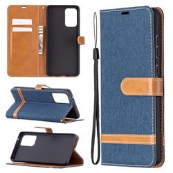 Jeans Cowboy Denim Leather Wallet Case for Samsung Galaxy A72 5G - Dark Blue