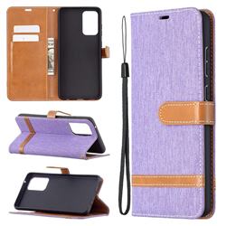 Jeans Cowboy Denim Leather Wallet Case for Samsung Galaxy A72 5G - Purple