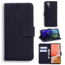 Retro Classic Skin Feel Leather Wallet Phone Case for Samsung Galaxy A72 5G - Black