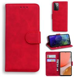 Retro Classic Skin Feel Leather Wallet Phone Case for Samsung Galaxy A72 5G - Red