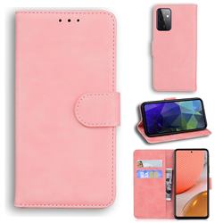 Retro Classic Skin Feel Leather Wallet Phone Case for Samsung Galaxy A72 5G - Pink