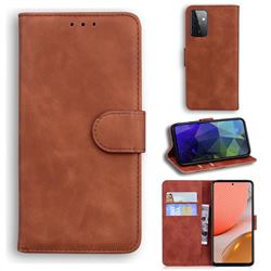 Retro Classic Skin Feel Leather Wallet Phone Case for Samsung Galaxy A72 5G - Brown