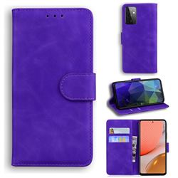 Retro Classic Skin Feel Leather Wallet Phone Case for Samsung Galaxy A72 5G - Purple