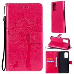 Embossing Butterfly Tree Leather Wallet Case for Samsung Galaxy A72 (4G, 5G) - Rose