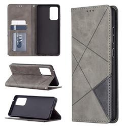 Prismatic Slim Magnetic Sucking Stitching Wallet Flip Cover for Samsung Galaxy A72 (4G, 5G) - Gray