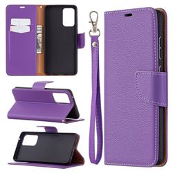 Classic Luxury Litchi Leather Phone Wallet Case for Samsung Galaxy A72 (4G, 5G) - Purple