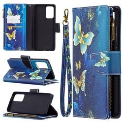 Golden Butterflies Binfen Color BF03 Retro Zipper Leather Wallet Phone Case for Samsung Galaxy A72 (4G, 5G)