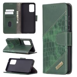 BinfenColor BF04 Color Block Stitching Crocodile Leather Case Cover for Samsung Galaxy A72 (4G, 5G) - Green