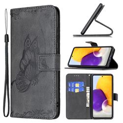 Binfen Color Imprint Vivid Butterfly Leather Wallet Case for Samsung Galaxy A72 (4G, 5G) - Black