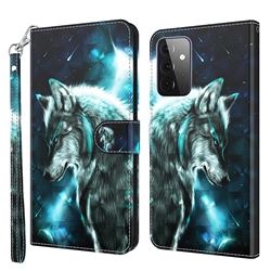 Snow Wolf 3D Painted Leather Wallet Case for Samsung Galaxy A72 (4G, 5G)