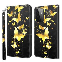 Golden Butterfly 3D Painted Leather Wallet Case for Samsung Galaxy A72 (4G, 5G)