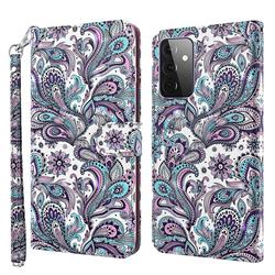 Swirl Flower 3D Painted Leather Wallet Case for Samsung Galaxy A72 (4G, 5G)