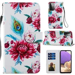 Peacock Flower Smooth Leather Phone Wallet Case for Samsung Galaxy A72 (4G, 5G)