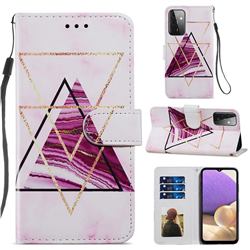 Three-color Marble Smooth Leather Phone Wallet Case for Samsung Galaxy A72 (4G, 5G)