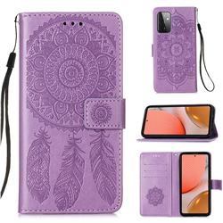 Embossing Dream Catcher Mandala Flower Leather Wallet Case for Samsung Galaxy A72 (4G, 5G) - Purple