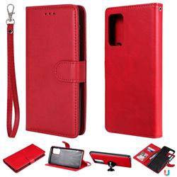 Retro Greek Detachable Magnetic PU Leather Wallet Phone Case for Samsung Galaxy A72 (4G, 5G) - Red