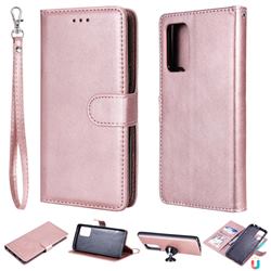 Retro Greek Detachable Magnetic PU Leather Wallet Phone Case for Samsung Galaxy A72 (4G, 5G) - Rose Gold