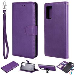 Retro Greek Detachable Magnetic PU Leather Wallet Phone Case for Samsung Galaxy A72 (4G, 5G) - Purple