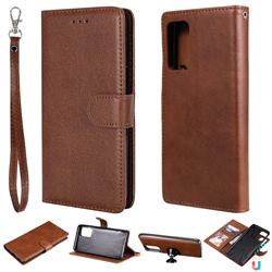 Retro Greek Detachable Magnetic PU Leather Wallet Phone Case for Samsung Galaxy A72 (4G, 5G) - Brown