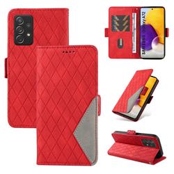 Grid Pattern Splicing Protective Wallet Case Cover for Samsung Galaxy A72 (4G, 5G) - Red