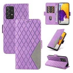 Grid Pattern Splicing Protective Wallet Case Cover for Samsung Galaxy A72 (4G, 5G) - Purple