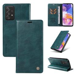 YIKATU Litchi Card Magnetic Automatic Suction Leather Flip Cover for Samsung Galaxy A72 (4G, 5G) - Dark Blue