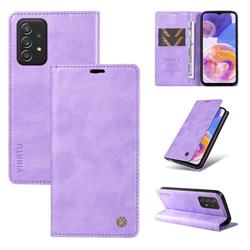 YIKATU Litchi Card Magnetic Automatic Suction Leather Flip Cover for Samsung Galaxy A72 (4G, 5G) - Purple