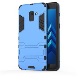 Armor Premium Tactical Grip Kickstand Shockproof Dual Layer Rugged Hard Cover for Samsung Galaxy A8+ (2018) - Light Blue