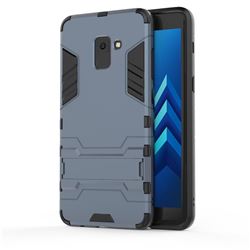 Armor Premium Tactical Grip Kickstand Shockproof Dual Layer Rugged Hard Cover for Samsung Galaxy A8+ (2018) - Navy