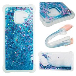Dynamic Liquid Glitter Sand Quicksand TPU Case for Samsung Galaxy A8+ (2018) - Blue Love Heart