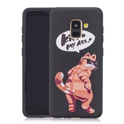 Glasses Cat 3D Embossed Relief Black Soft Back Cover for Samsung Galaxy A8+ (2018)